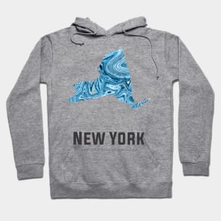 New york state map abstract blue Hoodie